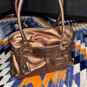 B Makowsky shopper tote shoulder bag medium sz Metallic copper brown